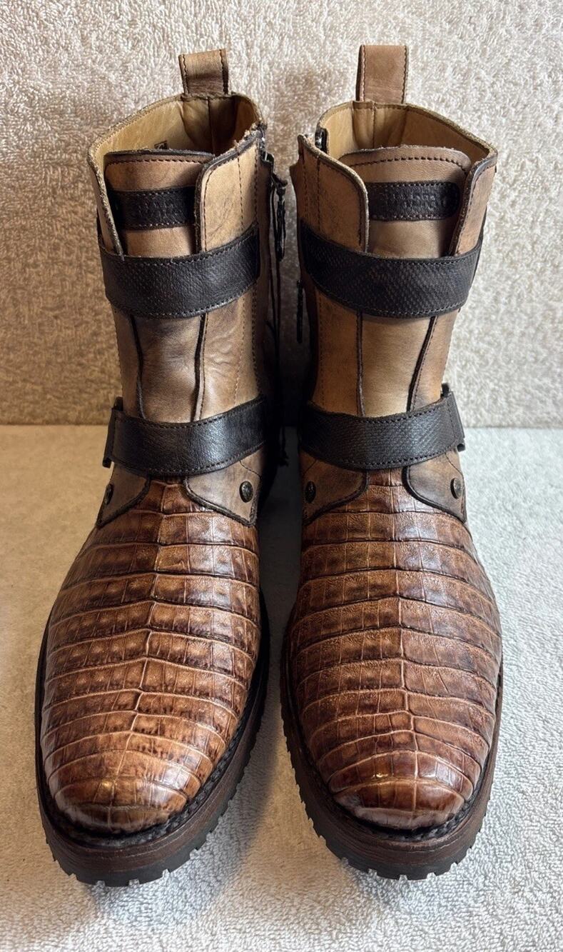 Cuadra brown Caiman casual leather zip ankle boots for men Size 9 EE